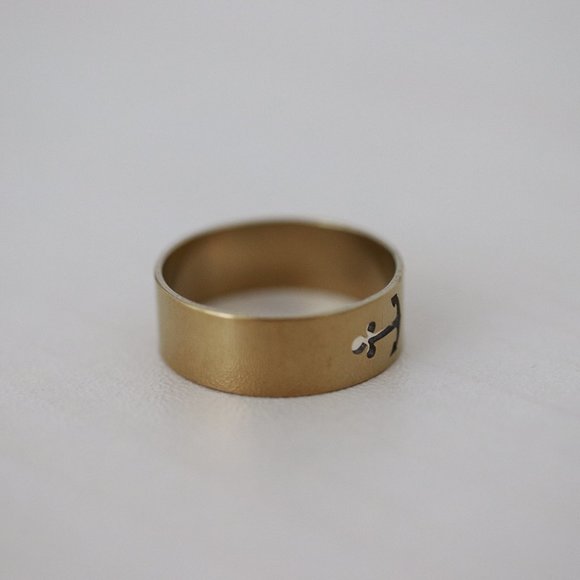 Anchor Design Ring Gold Plated Stainless Steel 6.5MM Womens Ring D1 - Picture 3 of 3